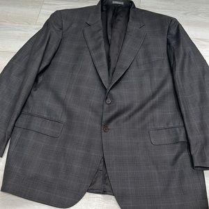 Loro Piana Super 170s Wool | Daniel Cremieux Signature Suit Gray Plaid 48/43W